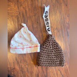 Hershey kiss Brown Knit hat and white Valentine’s Day hat!